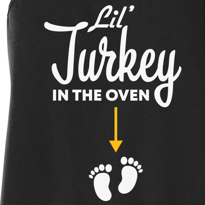 Lil' Turkey In The Oven Pregnancy Thanksgiving Women's Racerback Tank