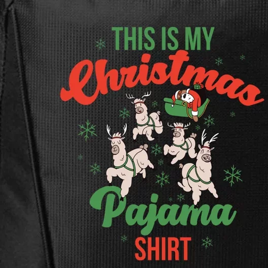 Llama This Is My Christmas Pajama Gift City Backpack