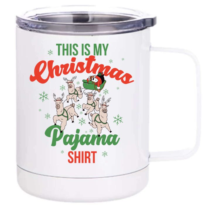 Llama This Is My Christmas Pajama Gift Front & Back 12oz Stainless Steel Tumbler Cup