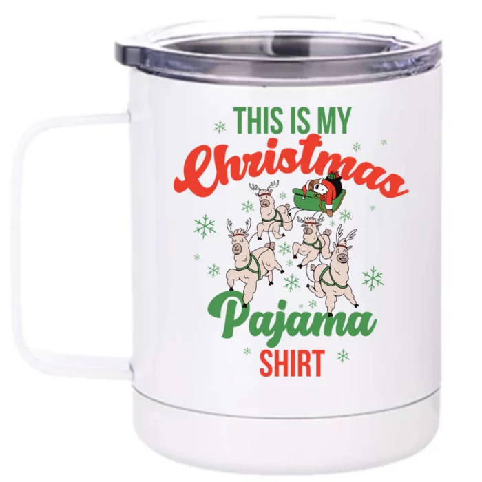 Llama This Is My Christmas Pajama Gift Front & Back 12oz Stainless Steel Tumbler Cup