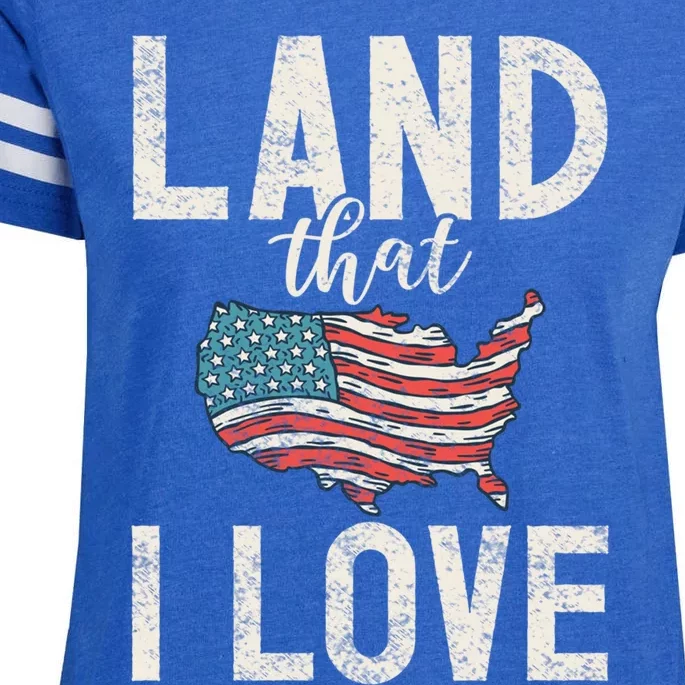 Land That I Love Usa America Independence Gift Enza Ladies Jersey Football T-Shirt