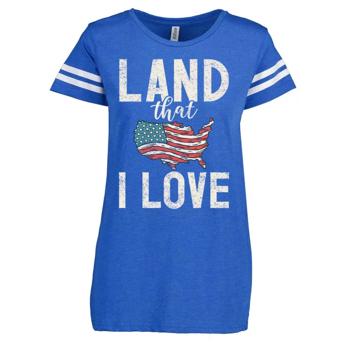 Land That I Love Usa America Independence Gift Enza Ladies Jersey Football T-Shirt