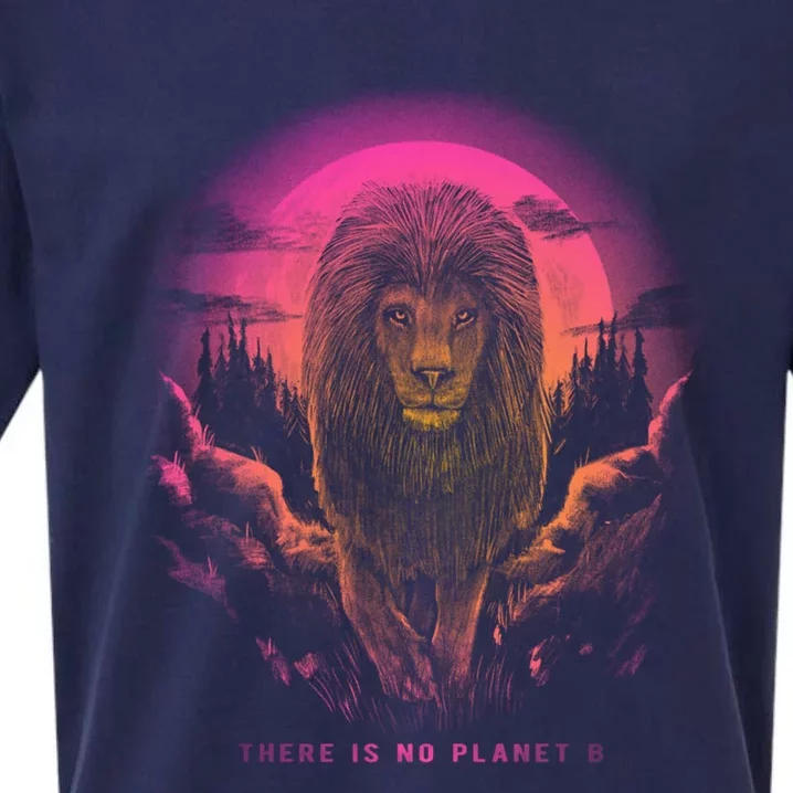 Lion: There Is No Planet B Gift Climate Change Is Real! Meaningful Gift Sueded Cloud Jersey T-Shirt