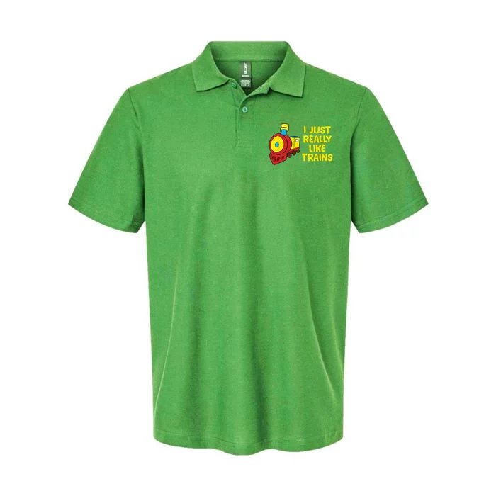 Locomotive Train I Just Really Like Trains Softstyle Adult Sport Polo