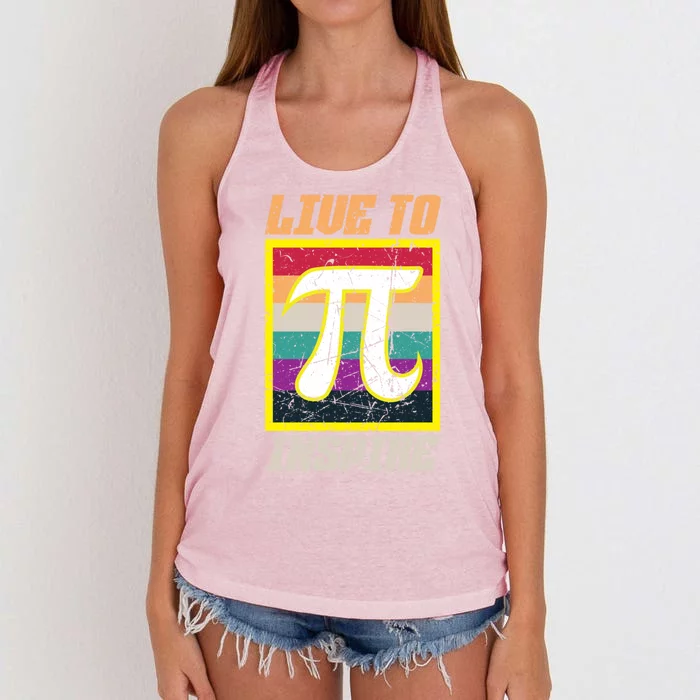 Live To Inspire Pi Day 3 14 March 14th Math Teacher Pi Gift Women's Knotted Racerback Tank