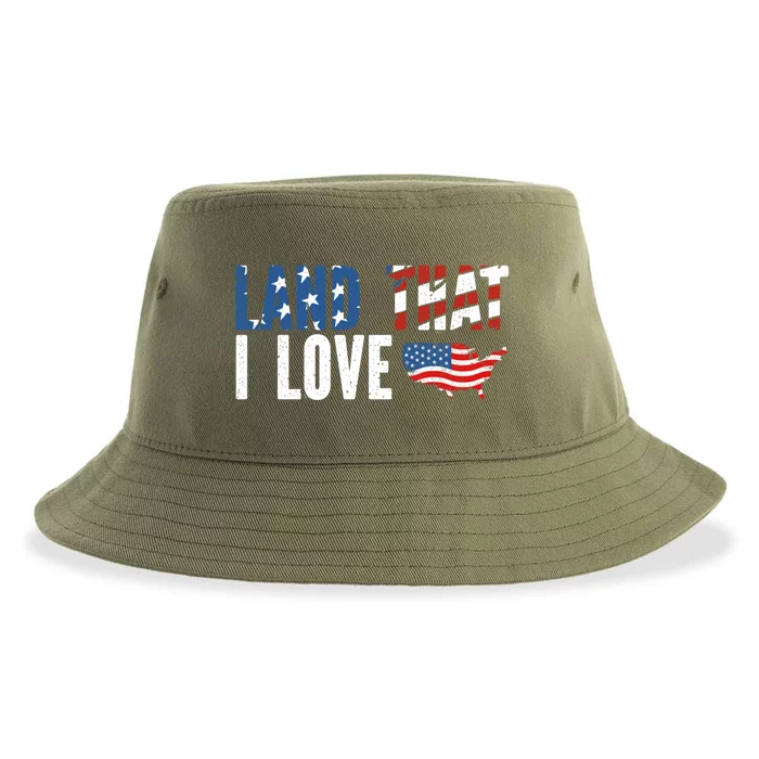 Land That I Love Patriotic 4th Of July American Flag Art Gift Sustainable Bucket Hat