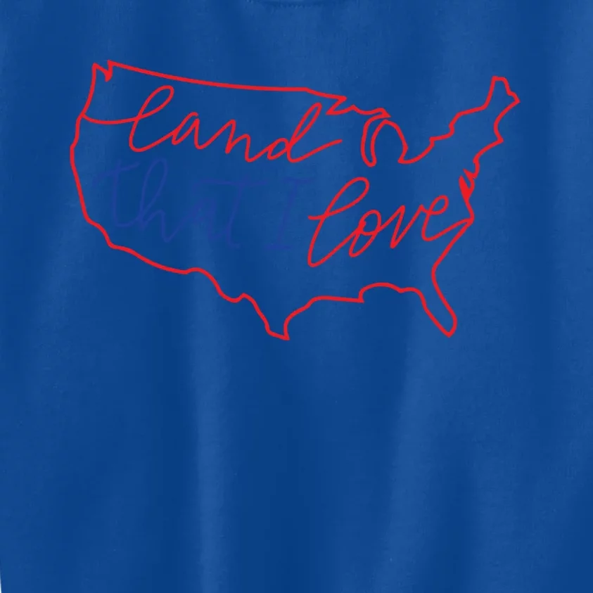 Land That I Love America Red Blue Gift Kids Sweatshirt