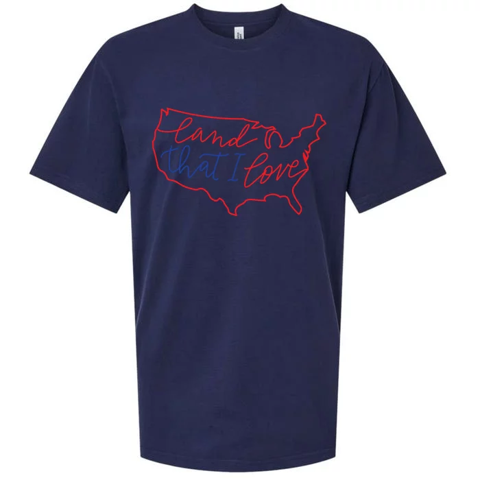 Land That I Love America Red Blue Gift Sueded Cloud Jersey T-Shirt