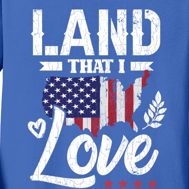 Land That I Love Fun Memorial Day Veteran Graphic Gift Kids Long Sleeve Shirt