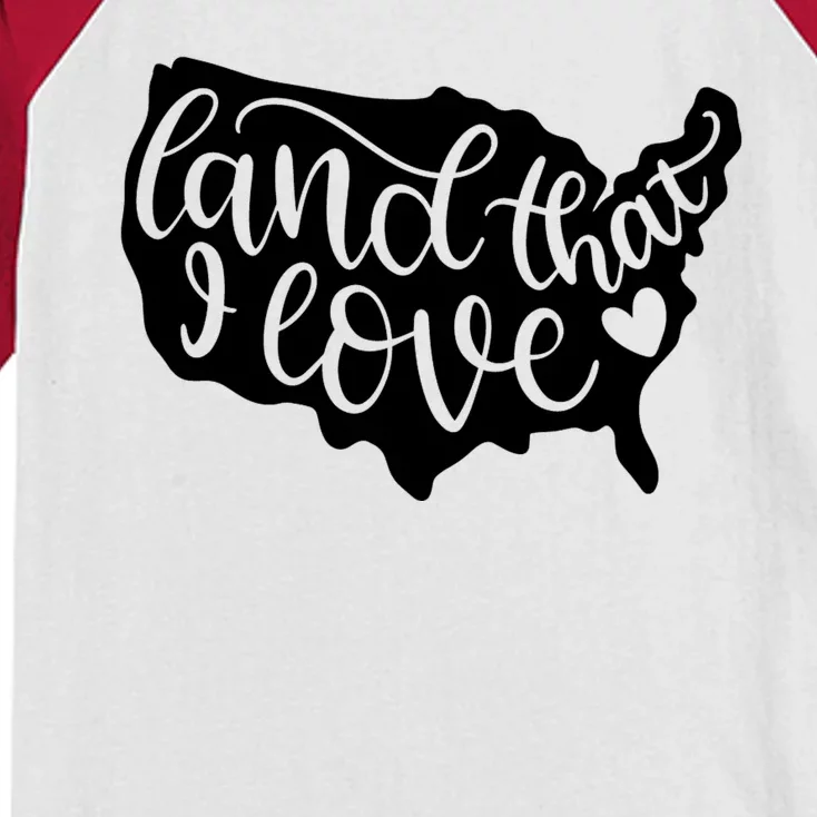 Land That I Love USA Flag Independence Day Kids Colorblock Raglan Jersey