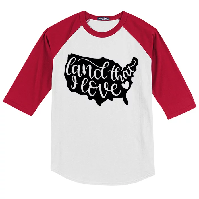 Land That I Love USA Flag Independence Day Kids Colorblock Raglan Jersey