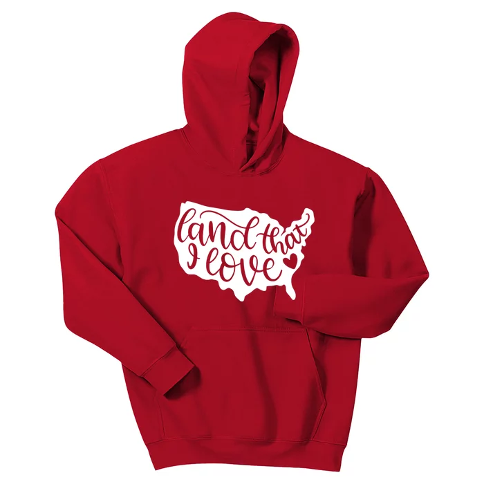 Land That I Love USA Flag Independence Day Kids Hoodie