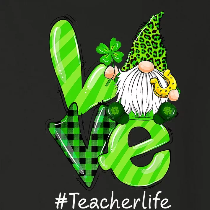 LOVE Teacher Life Gnome Leopard Shamrock St Patrick's Day Toddler Long Sleeve Shirt