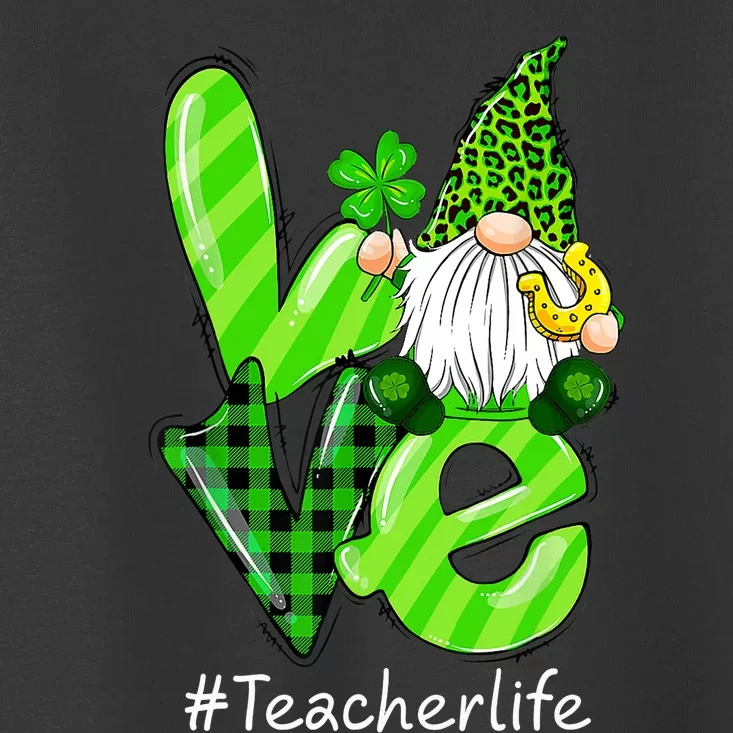 LOVE Teacher Life Gnome Leopard Shamrock St Patrick's Day Toddler T-Shirt