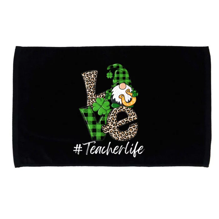 Love Teacher Life Gnomies St Patrick's Day Gnome Shamrock Microfiber Hand Towel