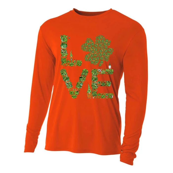 Love Three Leprechauns Funny Irish Shamrock St Patricks Day Funny Gift Cooling Performance Long Sleeve Crew