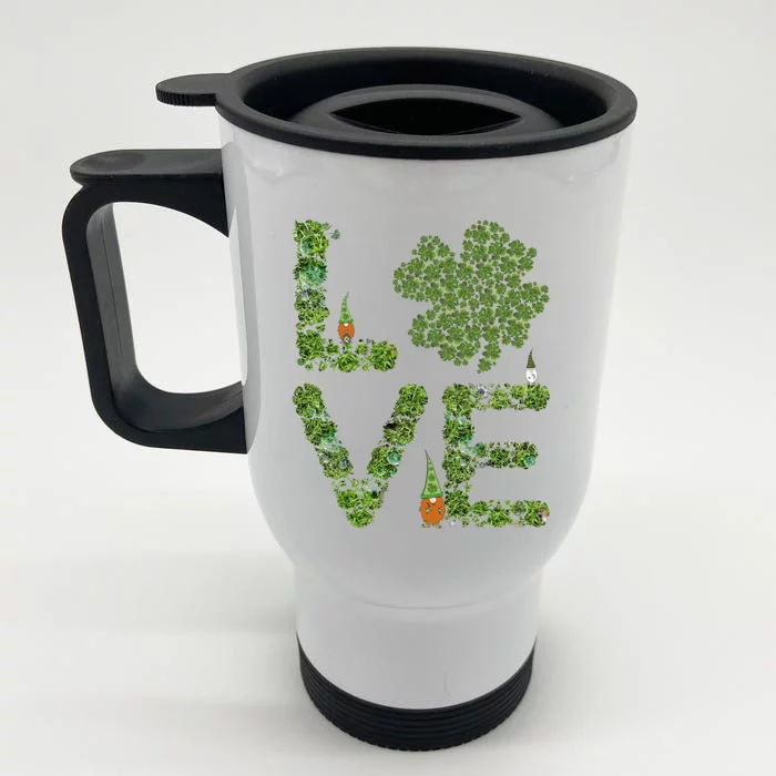 Love Three Leprechauns Funny Irish Shamrock St Patricks Day Funny Gift Front & Back Stainless Steel Travel Mug