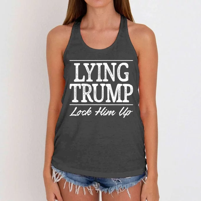 Lying Trump Lock Him Up Vintage Style Women's Knotted Racerback Tank