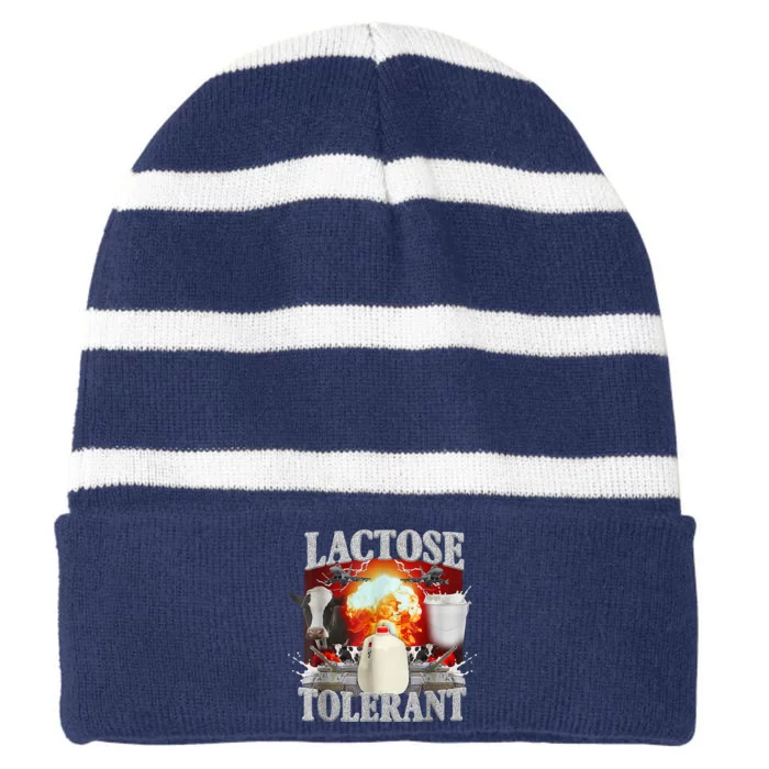 Lactose Tolerant Striped Beanie with Solid Band