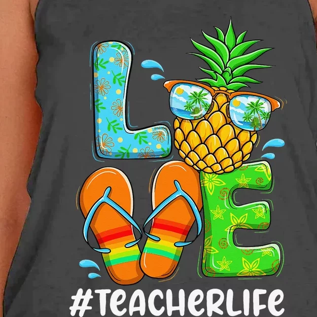 Love Teacher Life Chritsmas In July Summer Pineapple Women's Knotted Racerback Tank