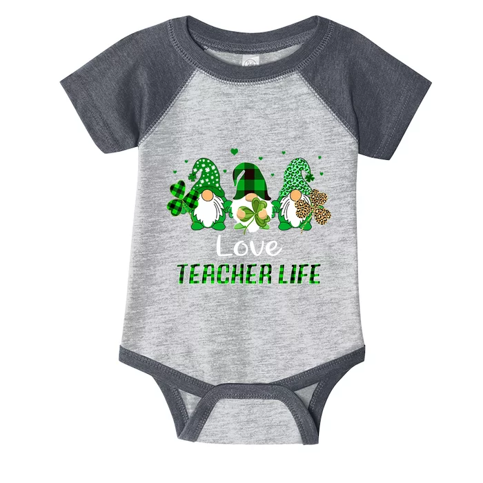 Love Teacher Life Gnome Leopard Shamrock Saint Patricks Day Infant Baby Jersey Bodysuit