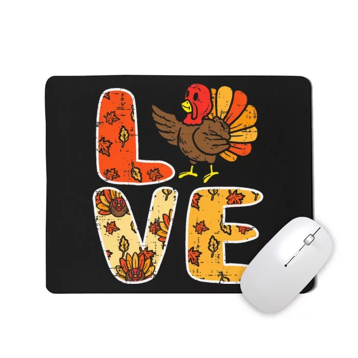 Love Turkey Leaves Autumn Fall Thanksgiving Mousepad