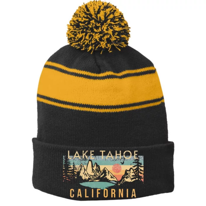 Lake Tahoe Stripe Pom Pom Beanie