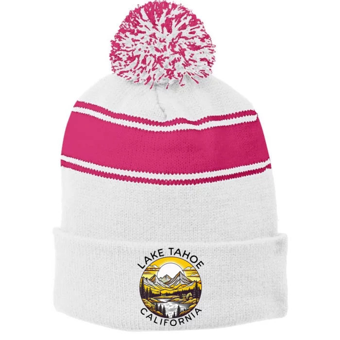 Lake Tahoe Stripe Pom Pom Beanie