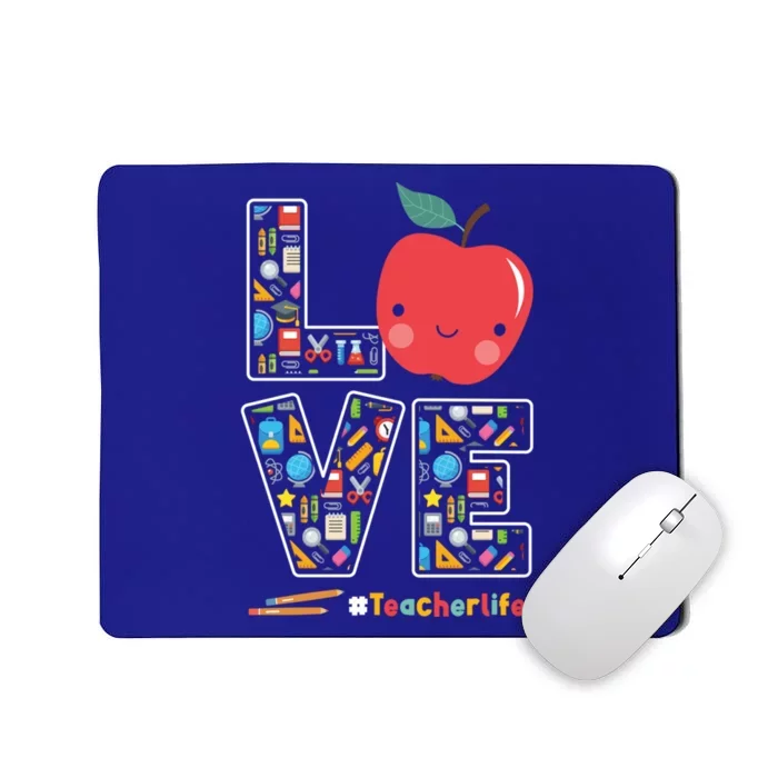 Love Teacher Life Apple Pencil Teacher Appreciation Gift Mousepad