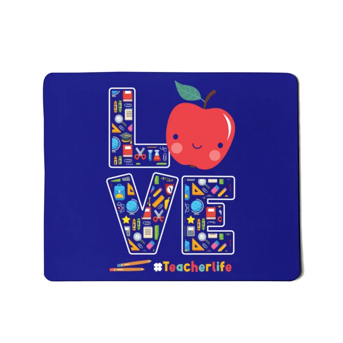 Love Teacher Life Apple Pencil Teacher Appreciation Gift Mousepad