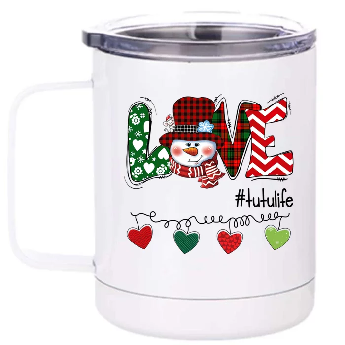 Love Tutu Life Snow Xmas Happy Family Merry Christmas Cute Gift Front & Back 12oz Stainless Steel Tumbler Cup