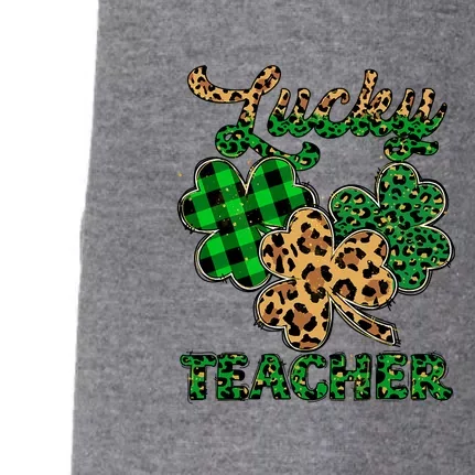 Lucky Teacher Leopard Shamrock Happy St Patricks Day Outfit Doggie 3-End Fleece Hoodie