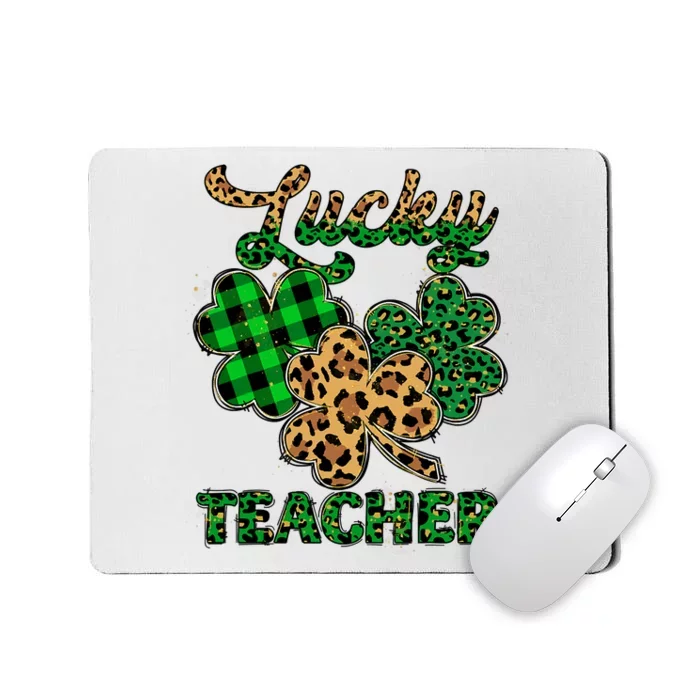 Lucky Teacher Leopard Shamrock Happy St Patricks Day Outfit Mousepad