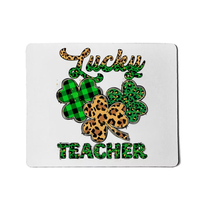 Lucky Teacher Leopard Shamrock Happy St Patricks Day Outfit Mousepad