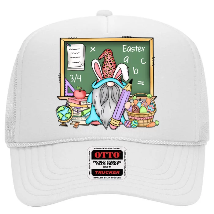 Love Teacher Life Easter Gnome Egg Hunting Basket Easter Day Gift High Crown Mesh Trucker Hat