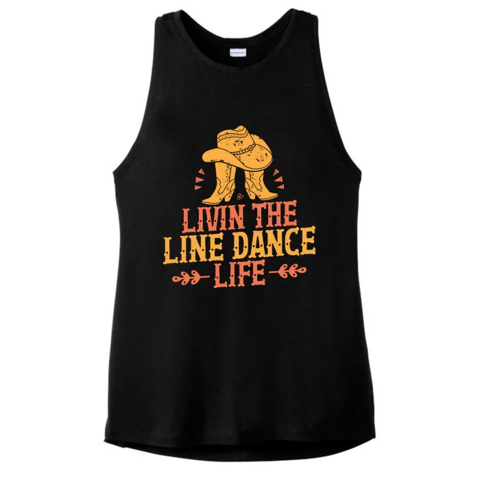 Livin The Line Dance Life T Ladies Tri-Blend Wicking Tank