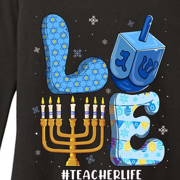 Love Teacher Life Chanukah Jewish Hanukkah Pajama Womens CVC Long Sleeve Shirt