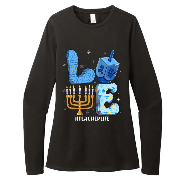 Love Teacher Life Chanukah Jewish Hanukkah Pajama Womens CVC Long Sleeve Shirt