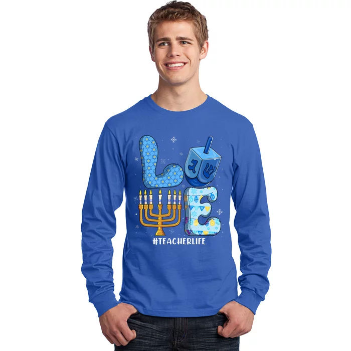 Love Teacher Life Chanukah Jewish Hanukkah Pajama Long Sleeve Shirt