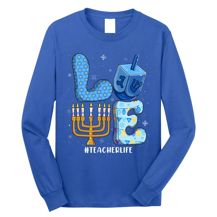 Love Teacher Life Chanukah Jewish Hanukkah Pajama Long Sleeve Shirt