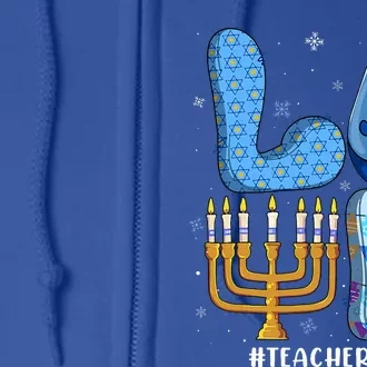 Love Teacher Life Chanukah Jewish Hanukkah Pajama Full Zip Hoodie