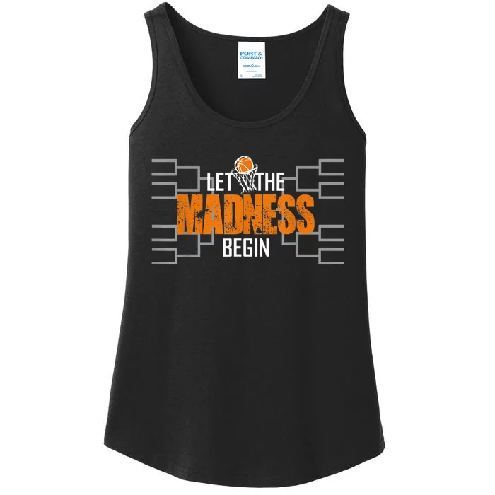 Let the madness begin Basketball Madness College March Ladies Essential Tank