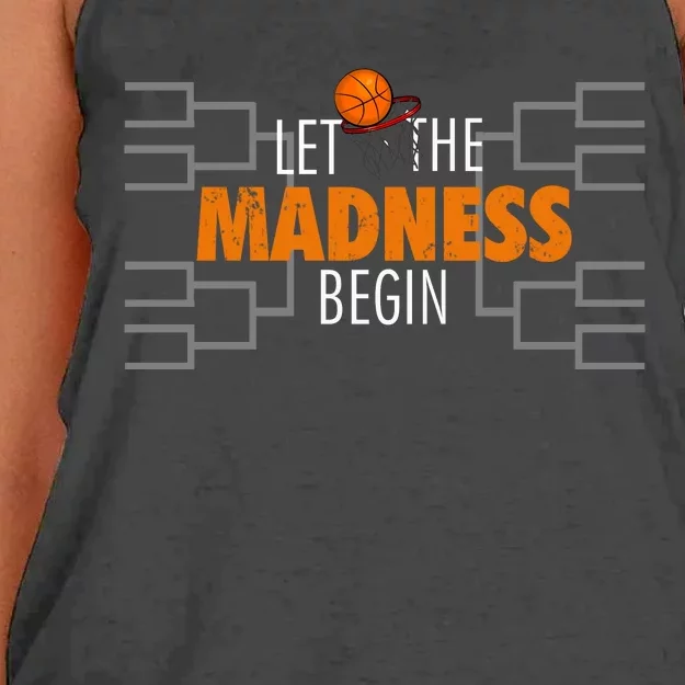 Let The Madness Begin A Funny Gift For Basketball Madness College March Premium Women's Knotted Racerback Tank