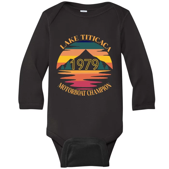 Lake Titicaca Motorboat Champion Vintage Baby Long Sleeve Bodysuit