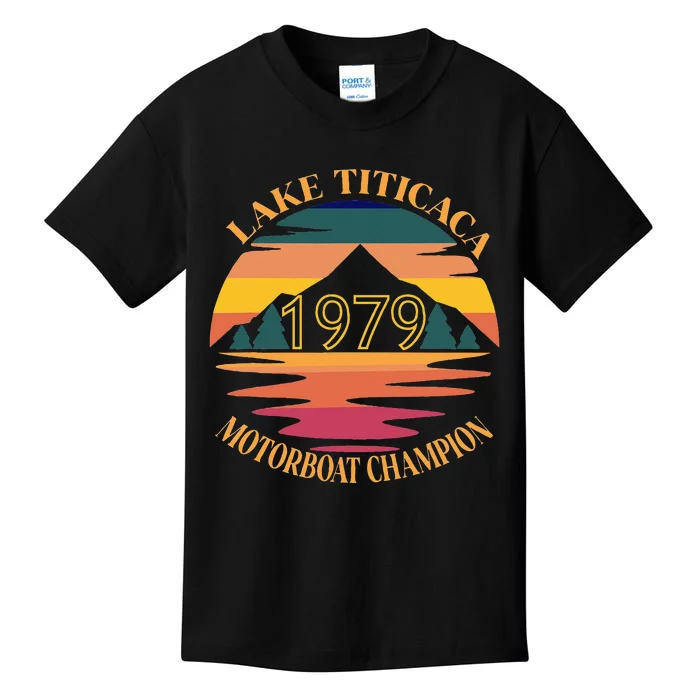 Lake Titicaca Motorboat Champion Vintage Kids T-Shirt