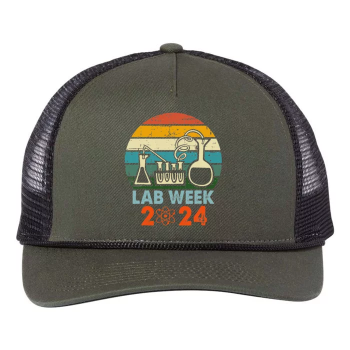 Laboratory Tech Medical Technician Scientist Lab Week 2024 Retro Rope Trucker Hat Cap