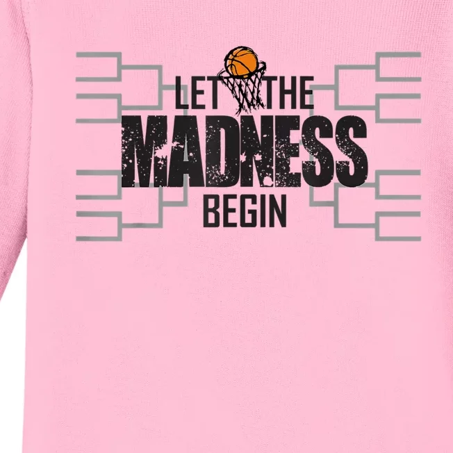 Let The Madness Begin College March Brackets Tournament Baby Long Sleeve Bodysuit