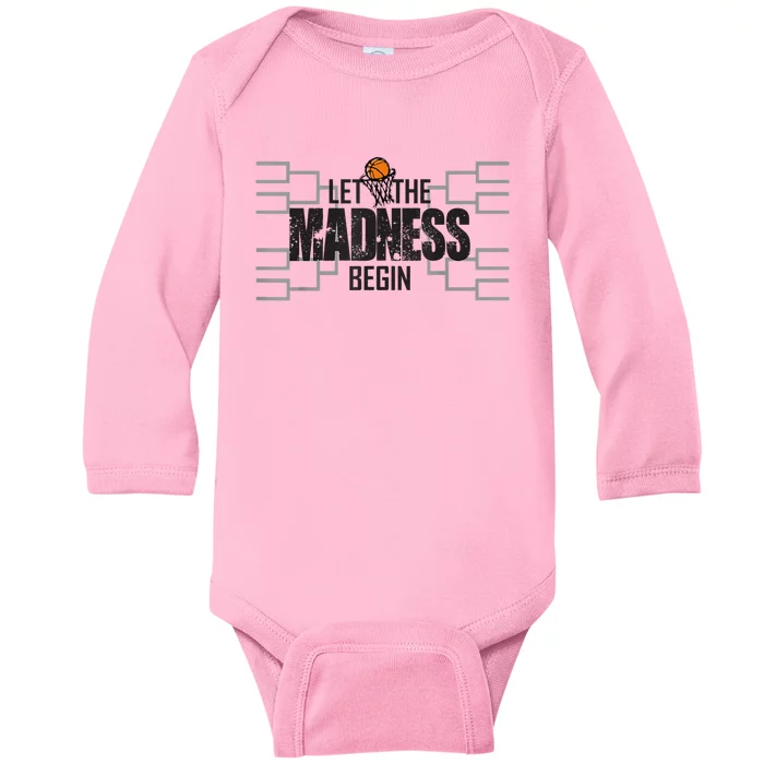 Let The Madness Begin College March Brackets Tournament Baby Long Sleeve Bodysuit