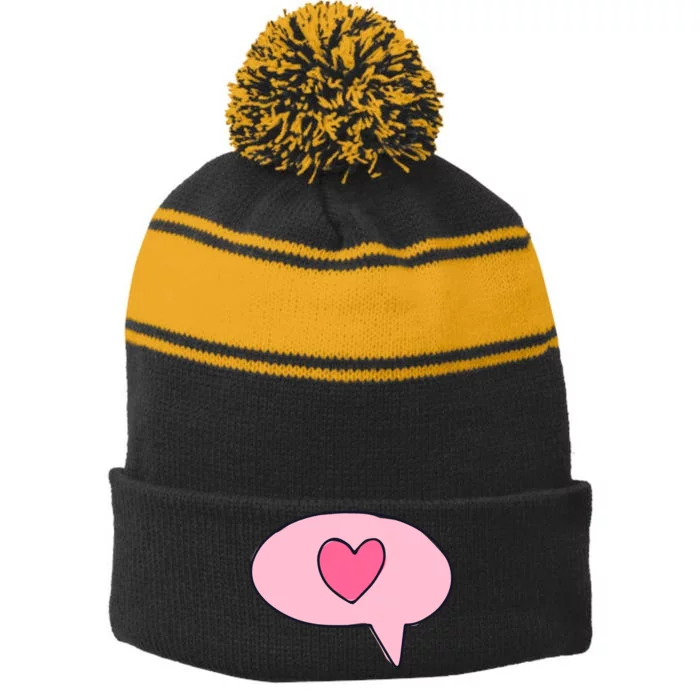 Love Text Message Stripe Pom Pom Beanie