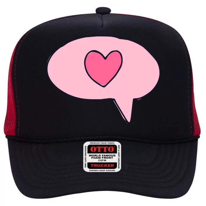 Love Text Message High Crown Mesh Trucker Hat